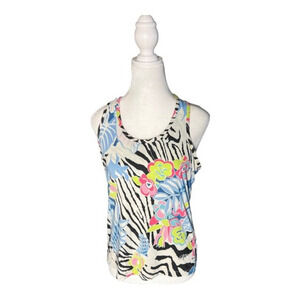Womens Nordic Track Blue Floral/Black Multi  Tank/Shirt/Top Size‎ Large